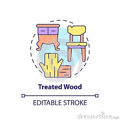 Treated wood concept icon Vector Illustration