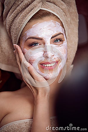 Treatment facial skin in cosmetic salon Stock Photo