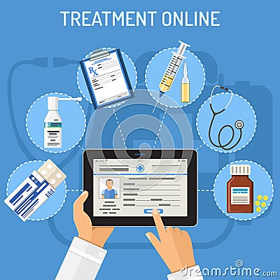 Treatment online concept Vector Illustration
