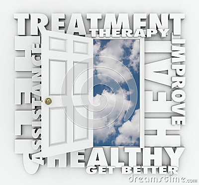 Treatment Therapy Medical Help Assistance Open Door Stock Photo