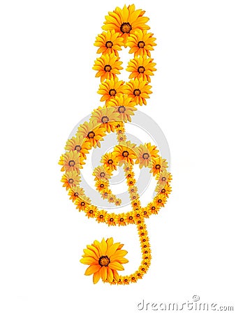 Treble clef from flowers Stock Photo