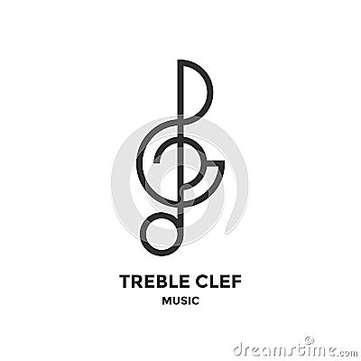 Treble clef icon or linear style pictogram Vector Illustration