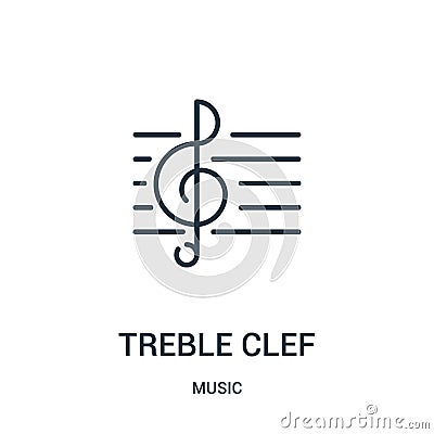 treble clef icon vector from music collection. Thin line treble clef outline icon vector illustration Vector Illustration