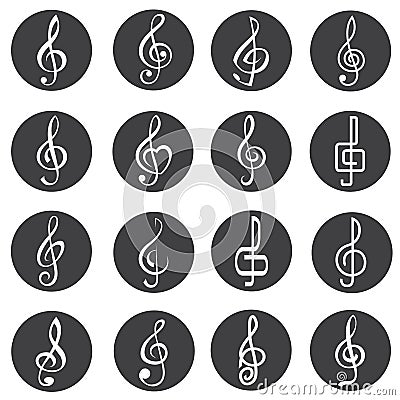 Treble clef icons Vector Illustration