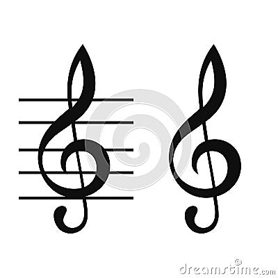 Treble clef, music note - vector Stock Photo