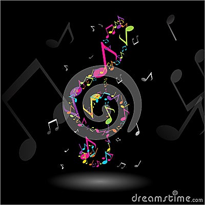 TREBLE CLEF MUSIC NOTES ILLUSTRATION Vector Illustration