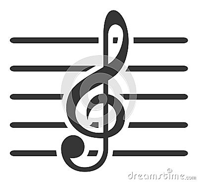 Treble clef and musical staff Vector Illustration