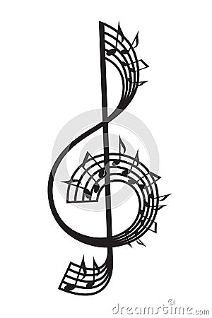 Treble clef and notes Vector Illustration