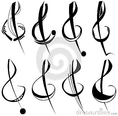 Treble clef tattoo Vector Illustration