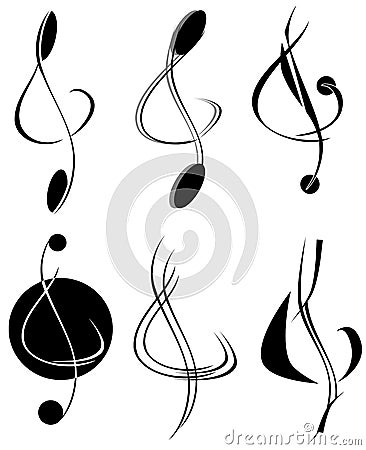 Treble clef tattoo Vector Illustration