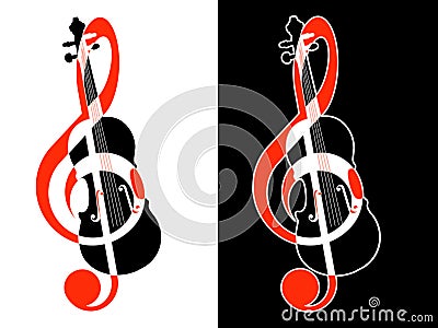 Treble clef and violin Stock Photo