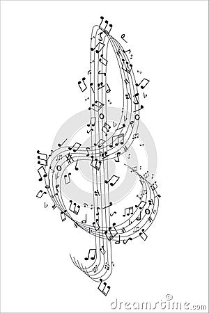 Treble Cleff and music notes Vector Illustration