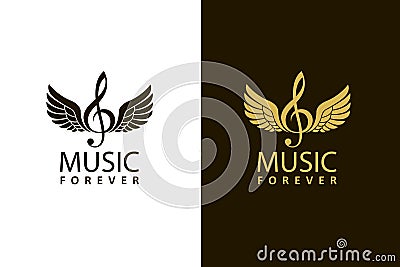 Treble clefs with wings Vector Illustration