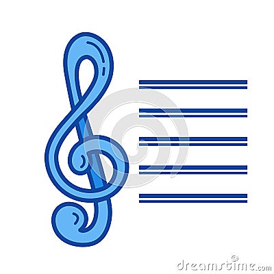 Treble staff line icon. Vector Illustration