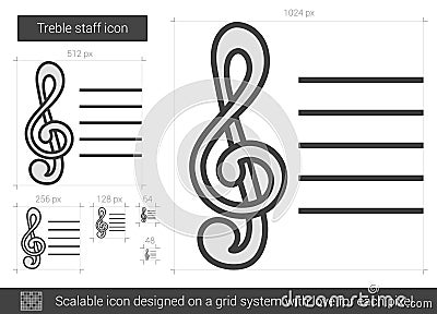 Treble staff line icon. Vector Illustration