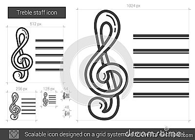 Treble staff line icon. Vector Illustration