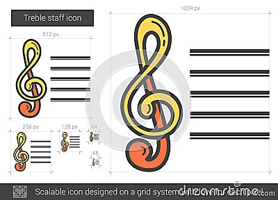 Treble staff line icon. Vector Illustration