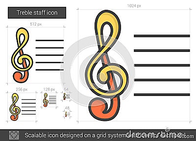 Treble staff line icon. Vector Illustration