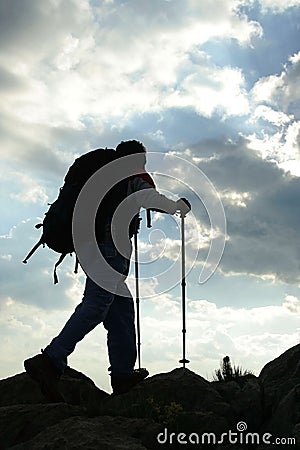 Trecking under wonderful sky Stock Photo