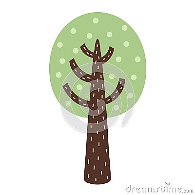 Doodle tree in cartoon style isolated on white background Vector Illustration