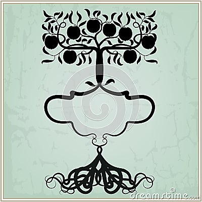 Tree with apples and roots Vector Illustration