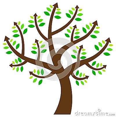 Tree with Arrows Vector Illustration