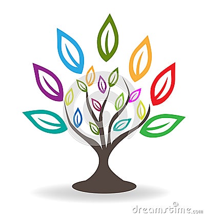 Tree with beautiful colorful leafs logo Vector Illustration