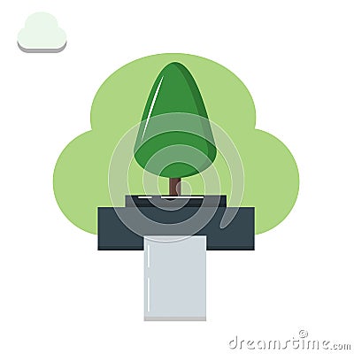 Tree become paper, tree, printer, paper, environmental degradation Cartoon Illustration