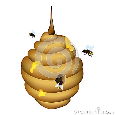 Tree beehive icon, cartoon style Vector Illustration