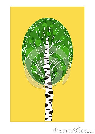 Tree birch Cartoon Illustration