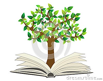 Tree on book. Enviromental education is important Stock Photo