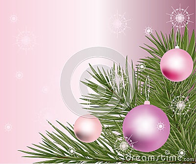 Tree branch with new year`s background. Vector Illustration