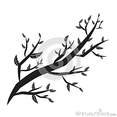 tree branches with lot of leaves silhouette isolated Vector Illustration