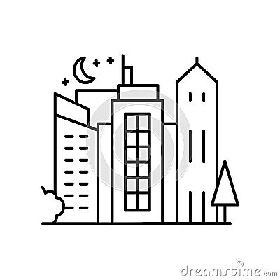 Tree, building, moon, city icon. Element of landscape thin line icon Stock Photo