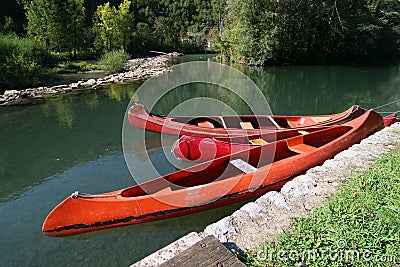 Tree canoes Stock Photo