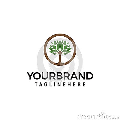 Tree circle Logo abstract design template . Eco Green Organic Design Template Vector Illustration