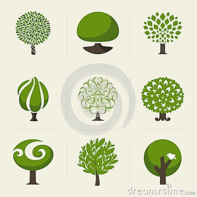 Tree. Collection of design elements Vector Illustration