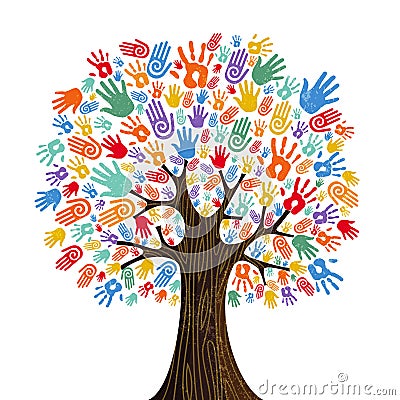 Human hand tree for culture diversity concept Vector Illustration