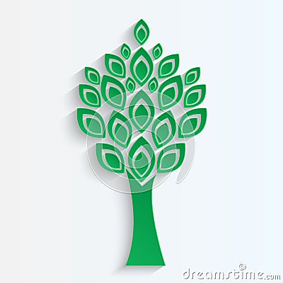 Tree cut from green paper Vector Illustration