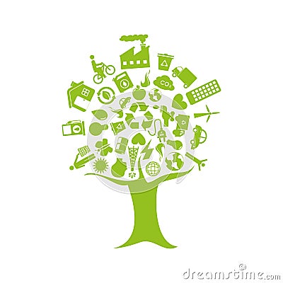 Tree with enviroment of recycle and ecology Vector Illustration