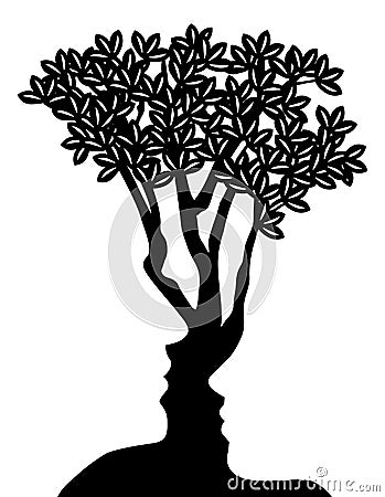 Tree Faces Optical Illusion Concept Vector Illustration