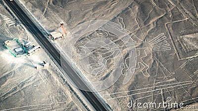 The tree figure as seen in the Nasca Lines, Nazca, Peru Editorial Stock Photo