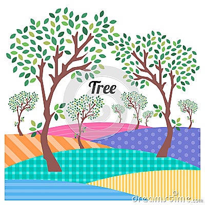 Tree and Floor Patterns. variety patterns on the field. Vector Illustration