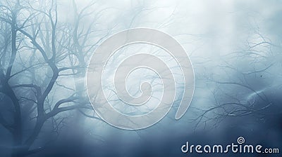 tree forest icy cloud misty Cartoon Illustration