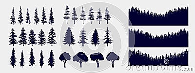 Tree and forest silhouettes collection - Vector illustration Vector Illustration