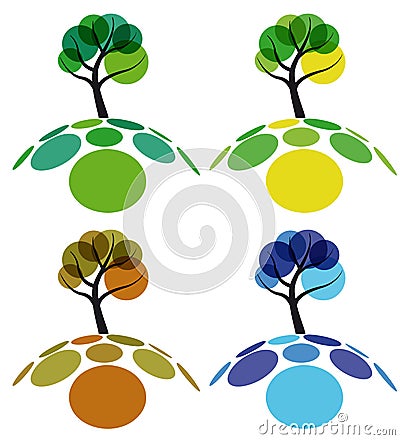 Tree four seasons Vector Illustration