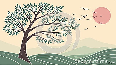 Tree with gears inside, technology and nature blend, innovation concept vector design Generative AI Vector Illustration