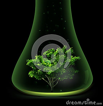 Tree in glass retort. Vector Vector Illustration