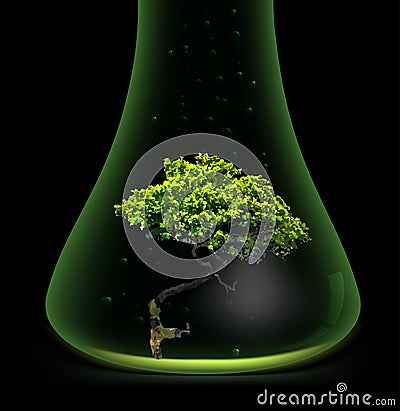 Tree in glass retort. Vector Vector Illustration