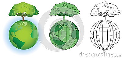 Tree on Globe Vector Illustration